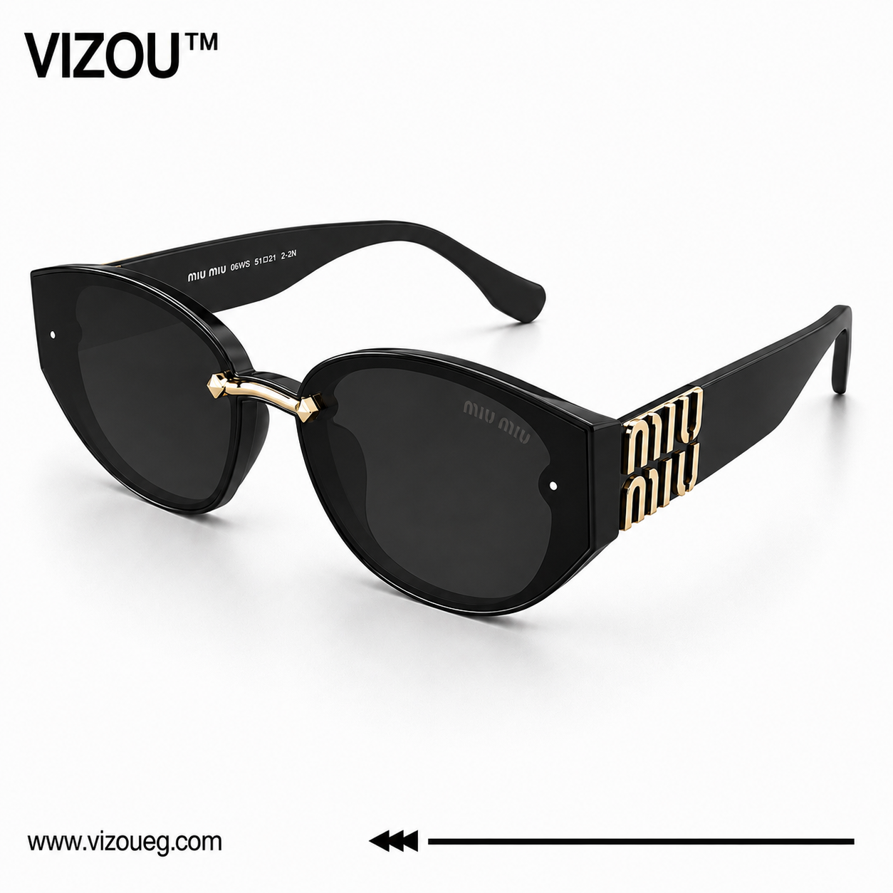 Luxury Oversized Butterfly Sunglasses – Glossy Black Gold Edition VZ-218 Main image