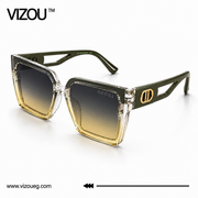 Luxury Oversized Square Sunglasses – Olive Fade Gold Edition VZ-203