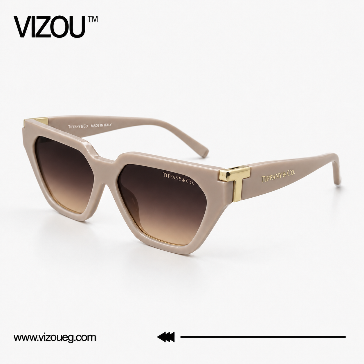Luxury Cat-Eye Sunglasses – Nude Beige Brown Gradient Edition VZ-190