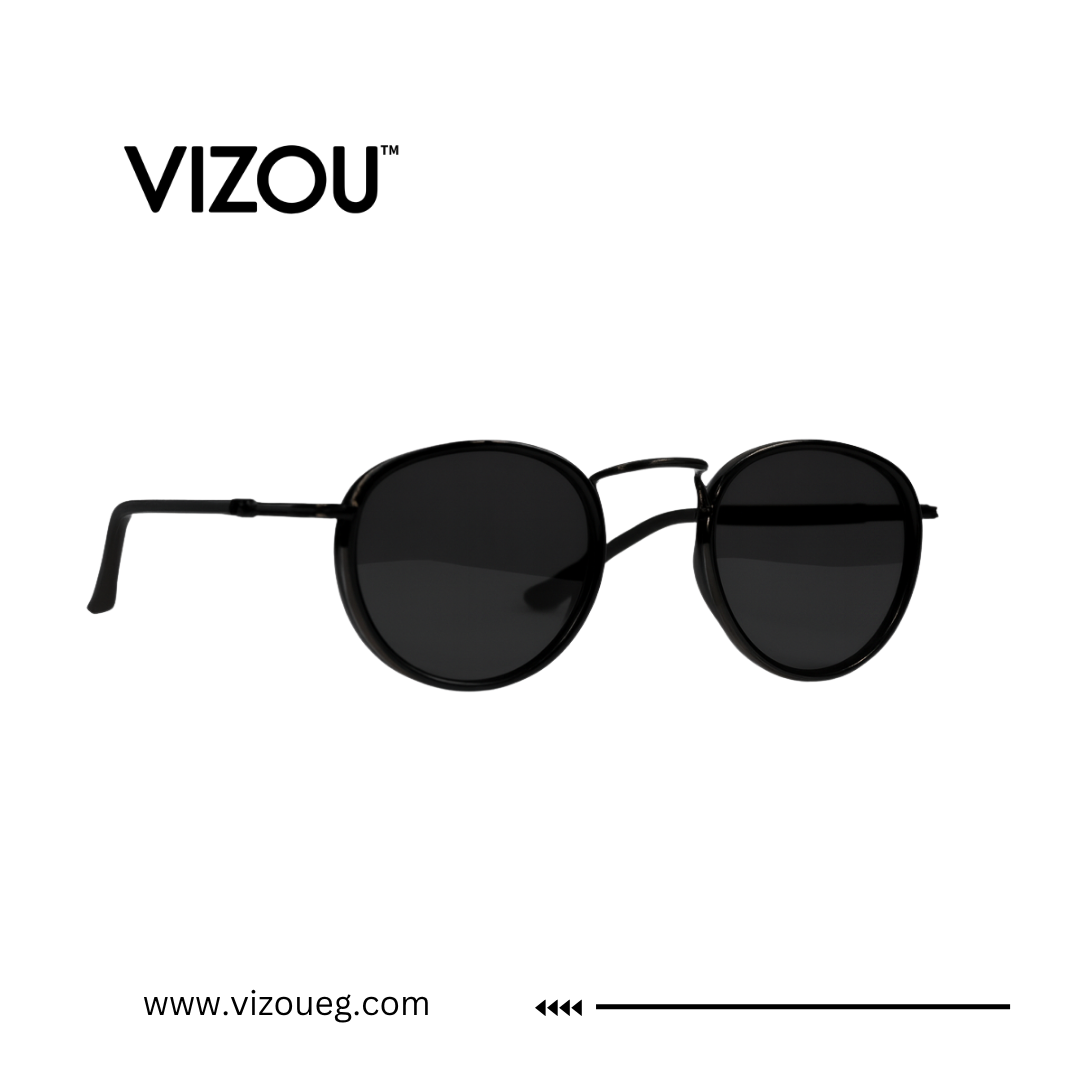 Black sunglasses with 'VIZOU' branding on a white background Main image