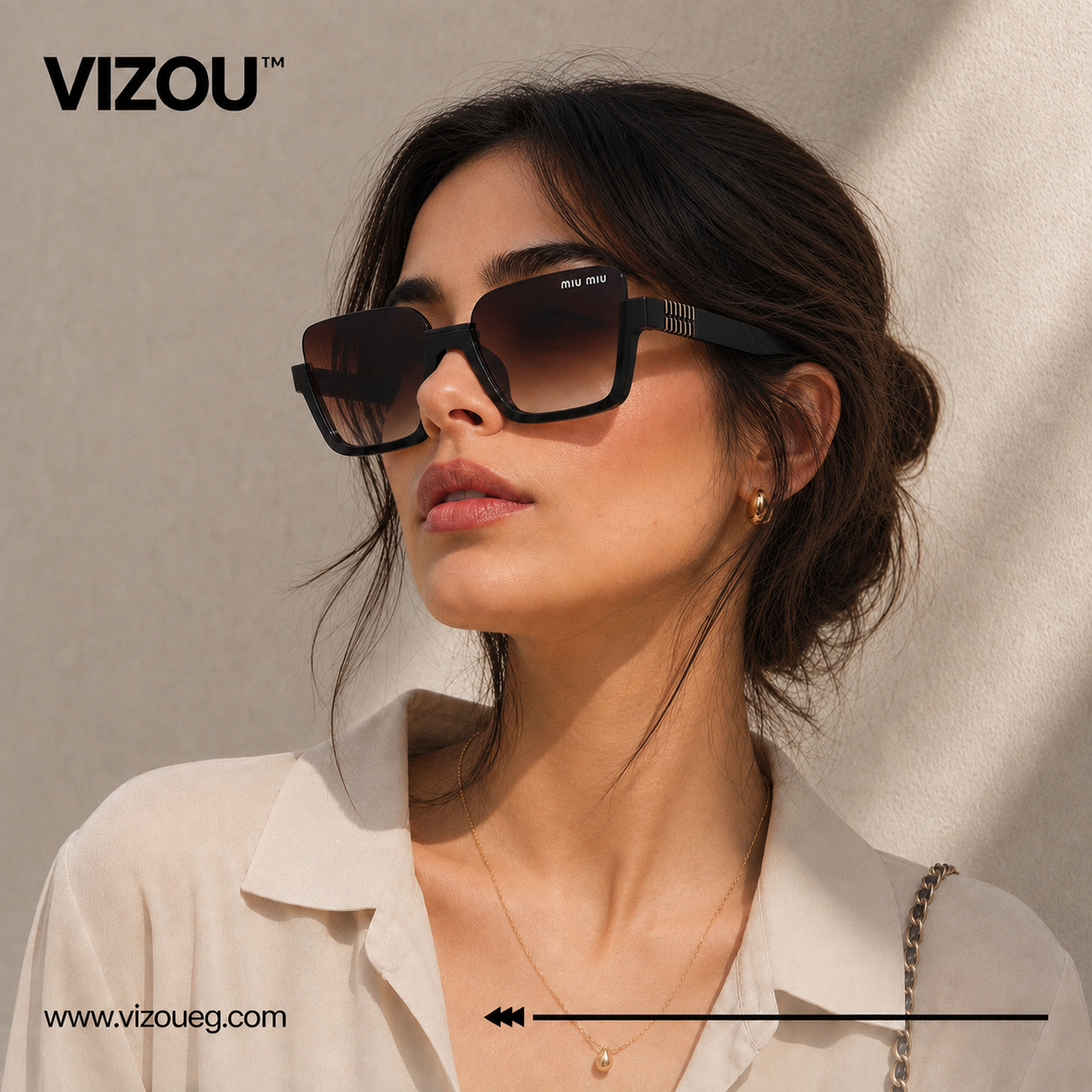 Luxury Oversized Square Sunglasses – Black Brown Gradient Edition VZ-265