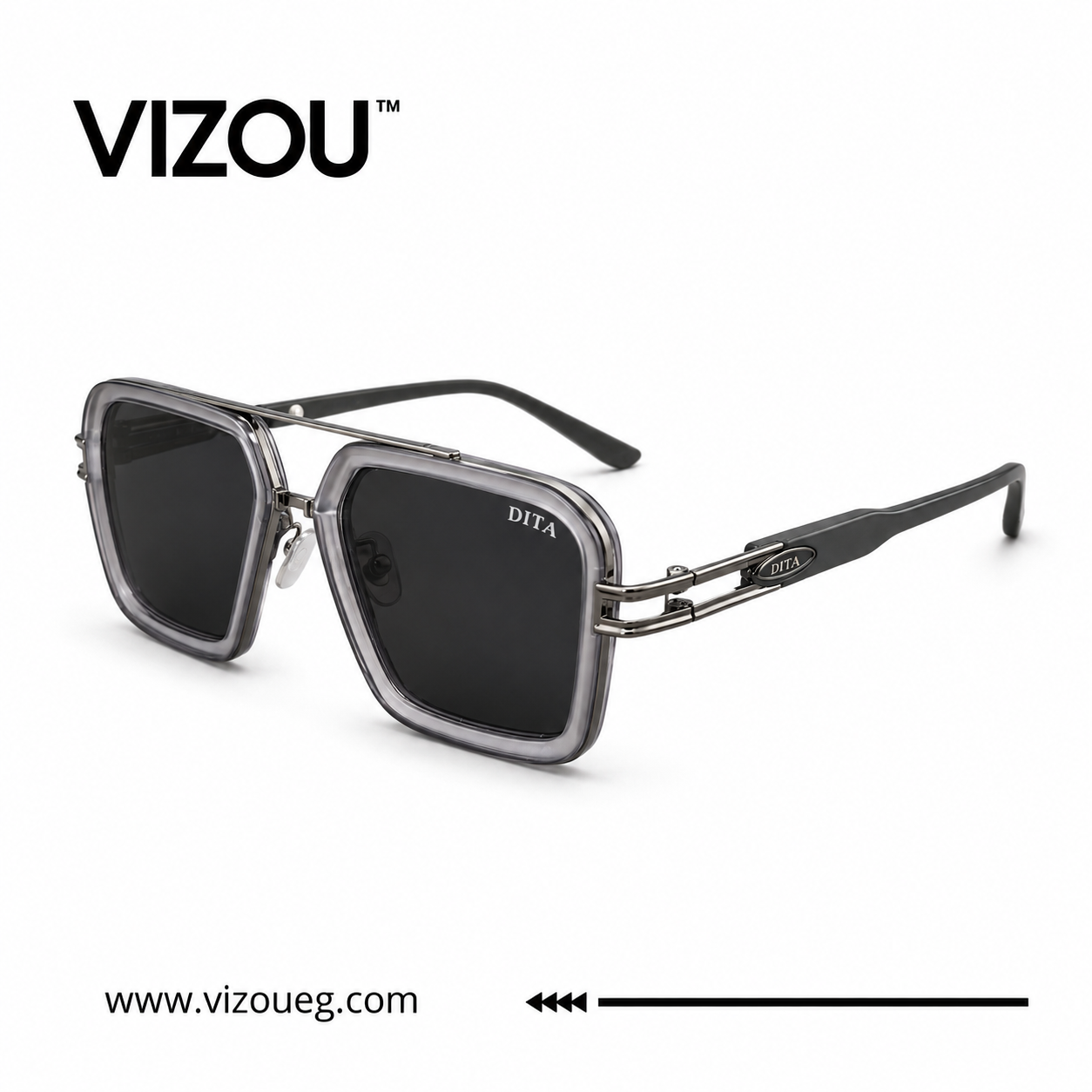 Luxury Square Aviator Sunglasses – Smoke Grey Gunmetal Edition VZ-229