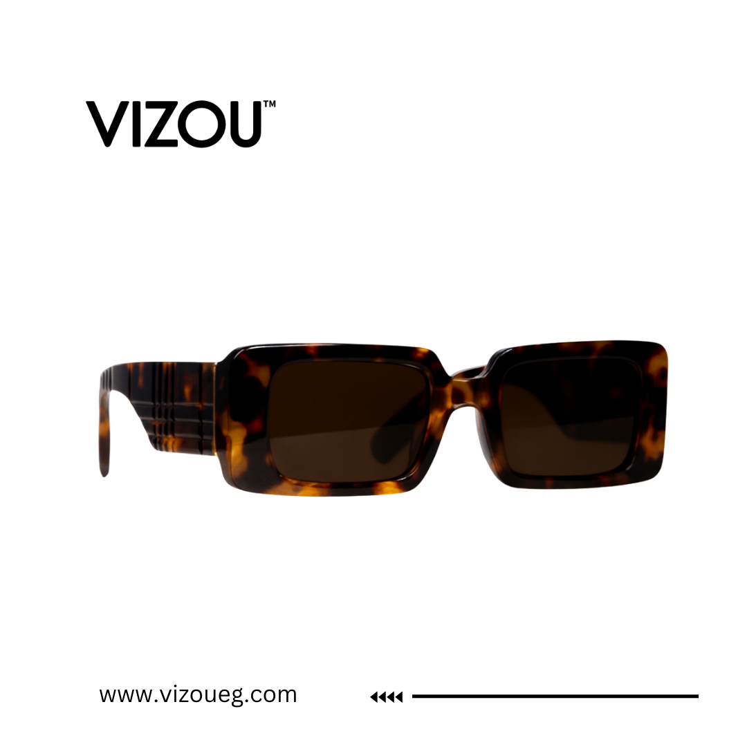 Tortoiseshell sunglasses with VIZOU branding on a white background Main image