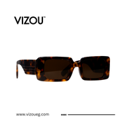Tortoiseshell sunglasses with VIZOU branding on a white background