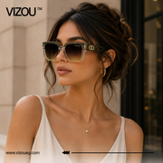 Luxury Oversized Square Sunglasses – Olive Fade Gold Edition VZ-203