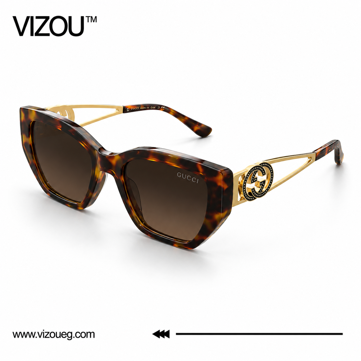 Luxury Oversized Square Sunglasses – Full Tortoiseshell Gold Edition VZ-199