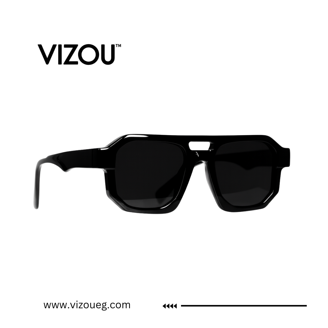 Black sunglasses with 'VIZOU' branding on a white background Main image