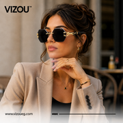Luxury Rimless Geometric Sunglasses – Smoke Black Gold Edition VZ-269