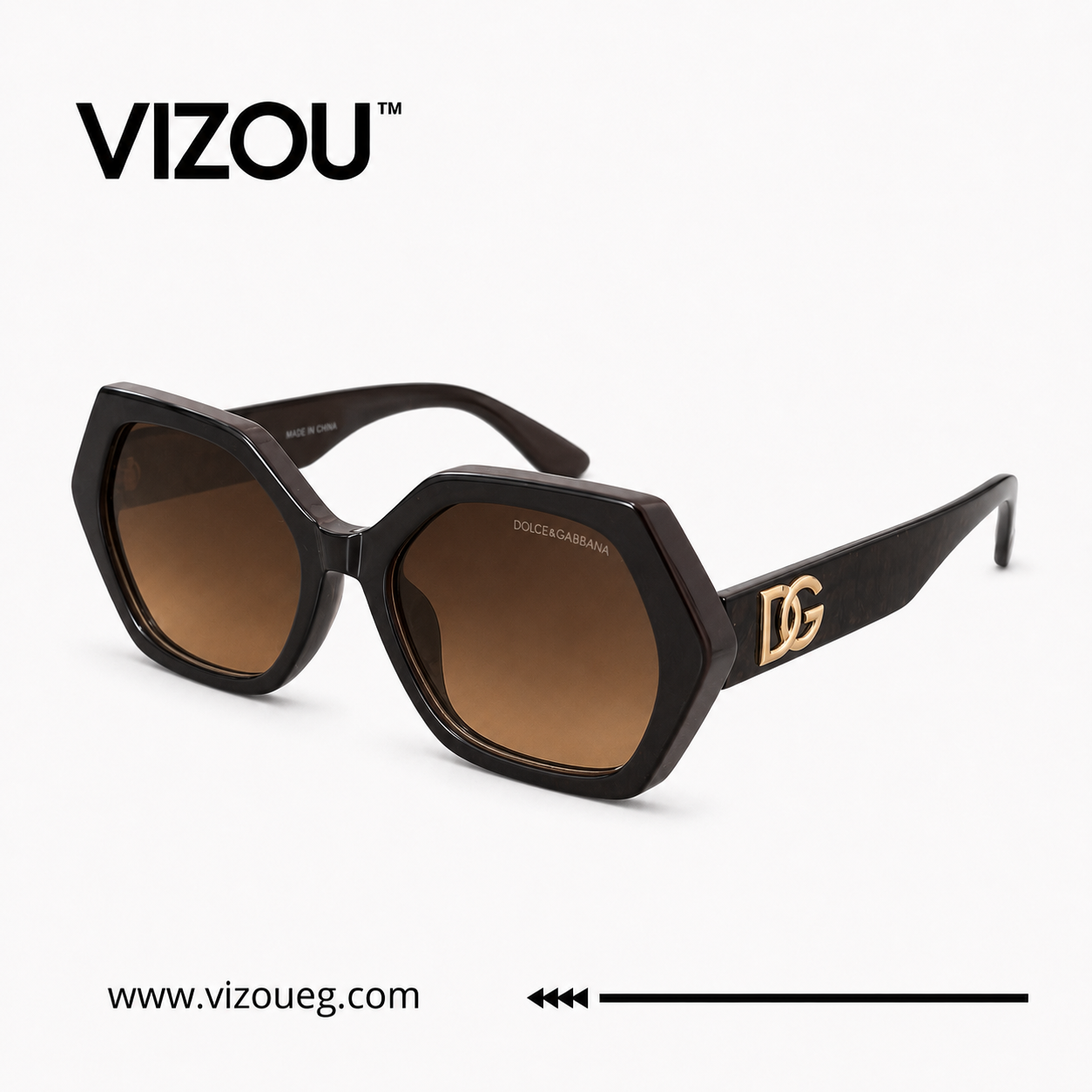 Luxury Geometric Sunglasses – Dark Brown Gold Edition VZ-264