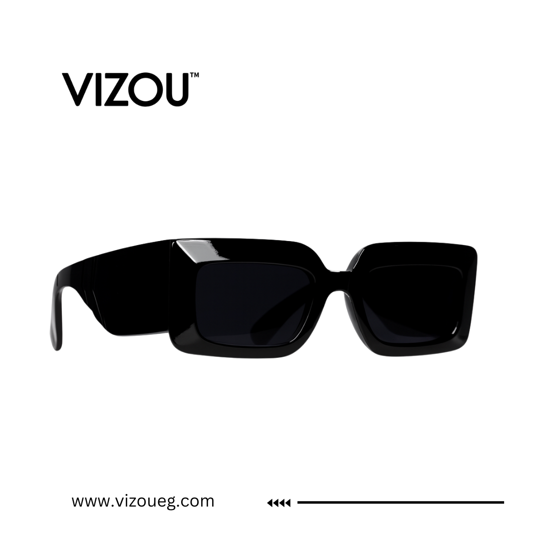 Black sunglasses with 'VIZOU' branding on a white background Main image