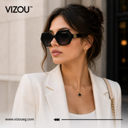 Luxury Oversized Geometric Sunglasses – Glossy Black Gold Accent Edition VZ-170