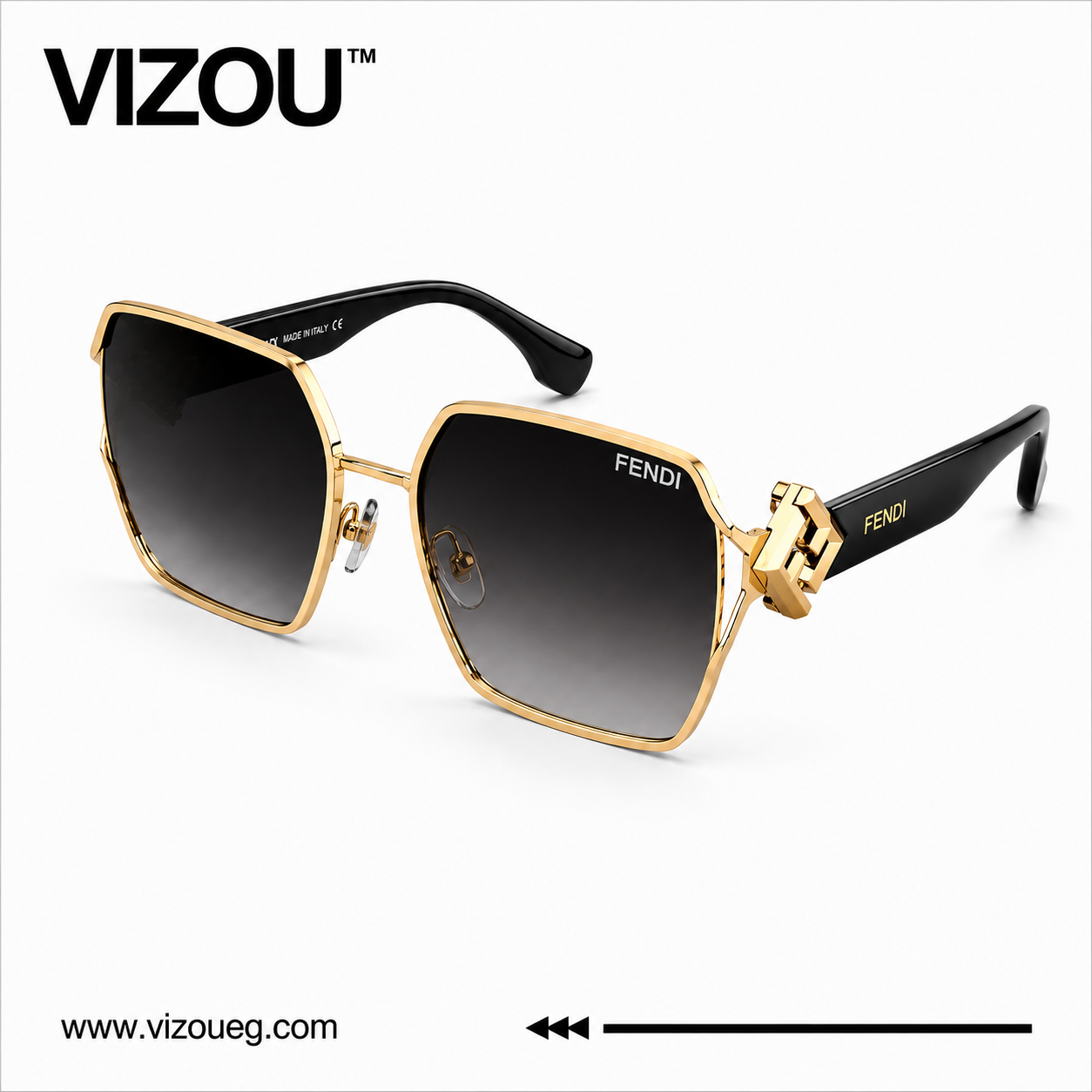 Luxury Oversized Square Sunglasses – Gold Black Smoke Edition VZ-251