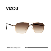Sunglasses with gradient lenses on a white background, featuring the VIZOU brand.