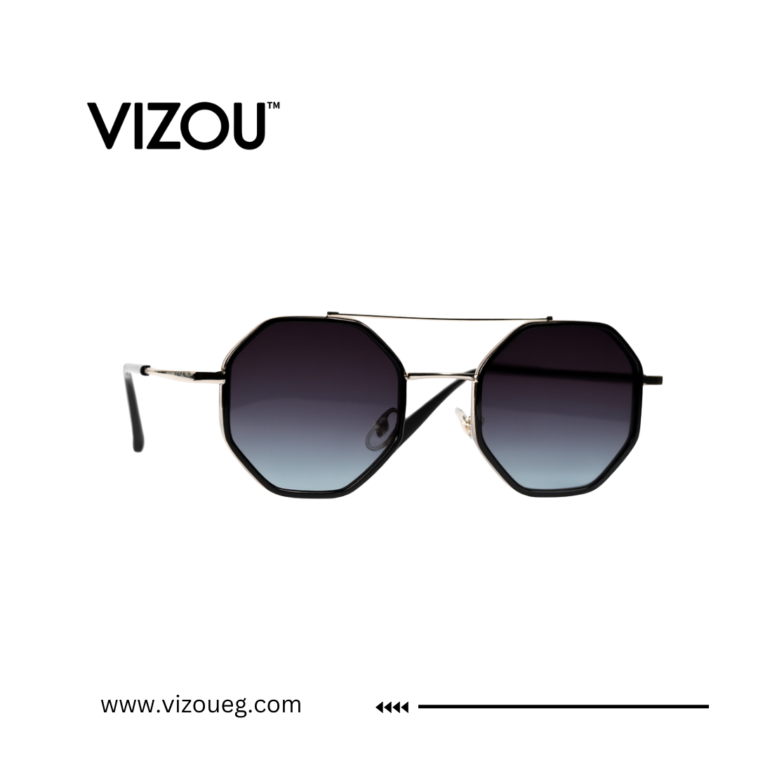 Sunglasses with gradient lenses on a white background, featuring the VIZOU brand. Main image