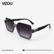 Luxury Oversized Square Sunglasses – Transparent Smoke Black Silver Edition VZ-176