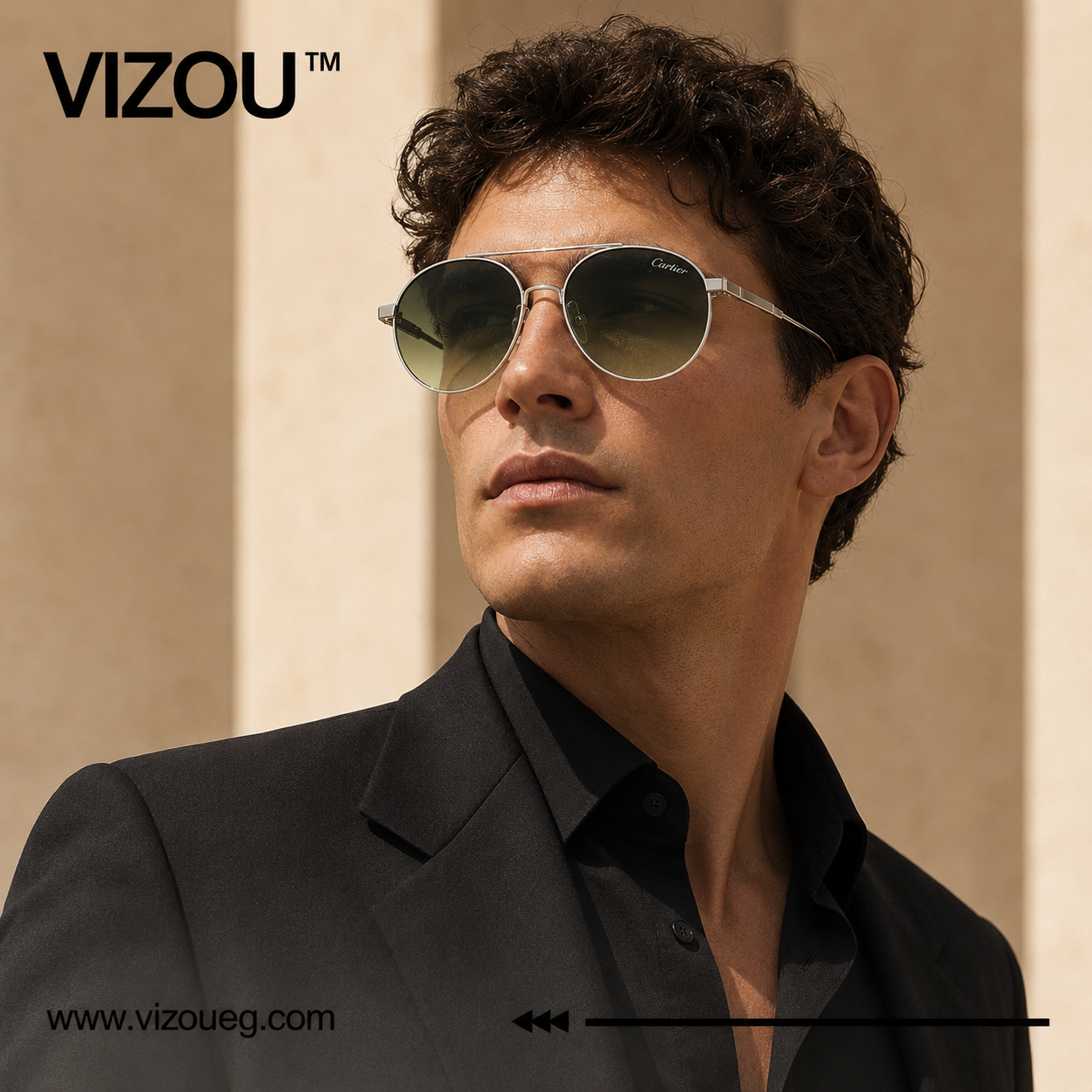 Luxury Round Aviator Sunglasses – Silver Olive Gradient Edition VZ-235