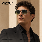 Luxury Round Aviator Sunglasses – Silver Olive Gradient Edition VZ-235