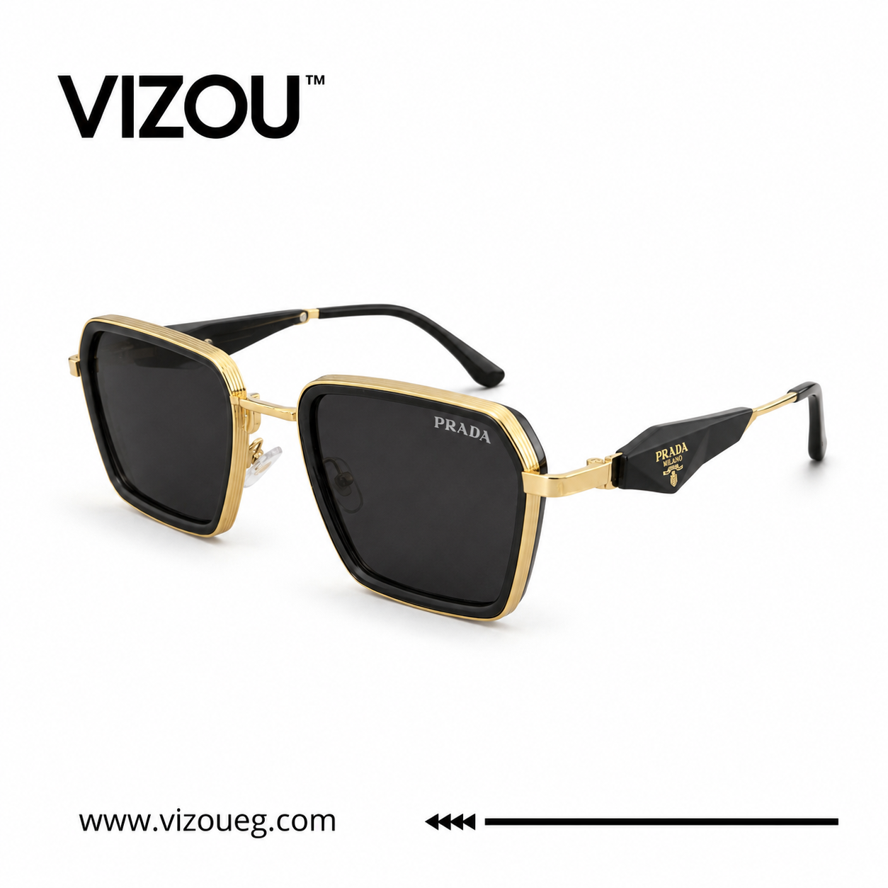 Luxury Square Navigator Sunglasses – Gold Black Edition VZ-253