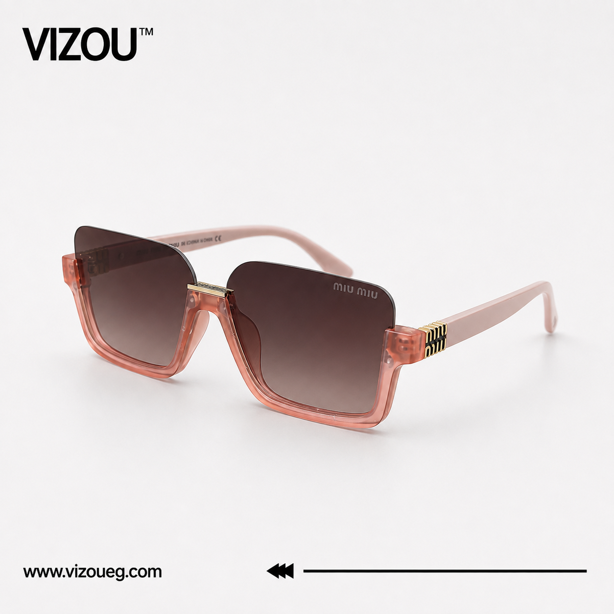 Luxury Oversized Square Sunglasses – Transparent Blush Pink Gradient Edition VZ-175