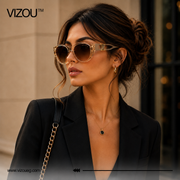 Luxury Oversized Round Sunglasses – Champagne Amber Gold Edition VZ-210