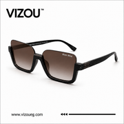 Luxury Oversized Square Sunglasses – Black Brown Gradient Edition VZ-265