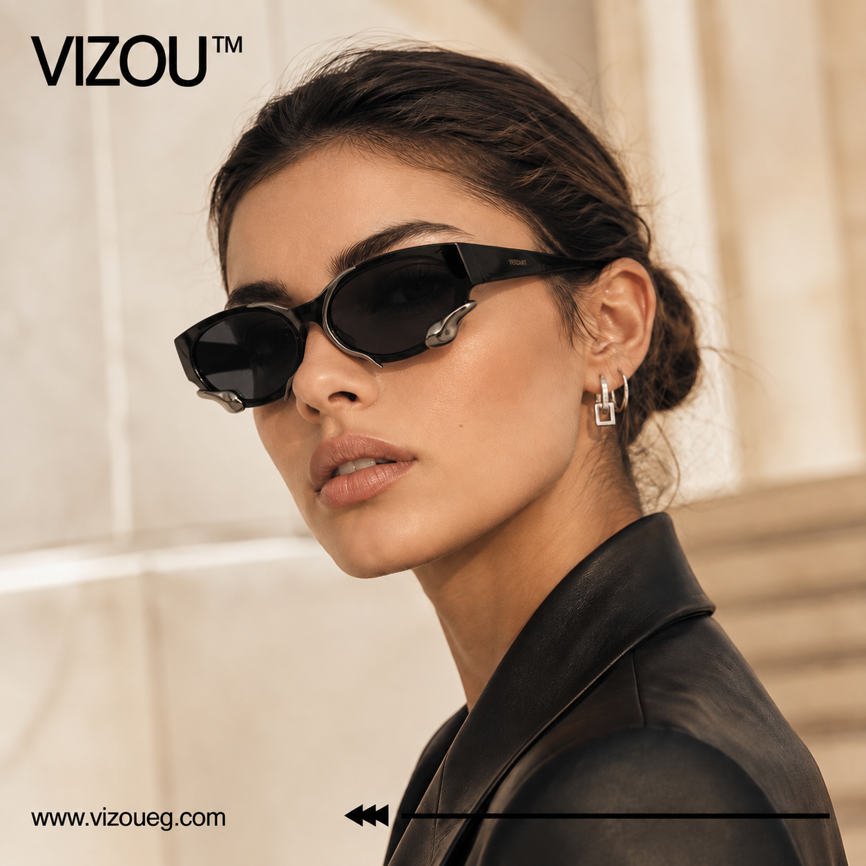 The Luxury Sculpted Sunglasses – Black Gold Edition VZ-015 Secondary image