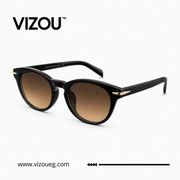 Luxury Round Sunglasses – Glossy Black Transparent Gold Edition VZ-228