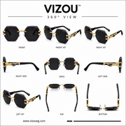 Luxury Rimless Geometric Sunglasses – Smoke Black Gold Edition VZ-269