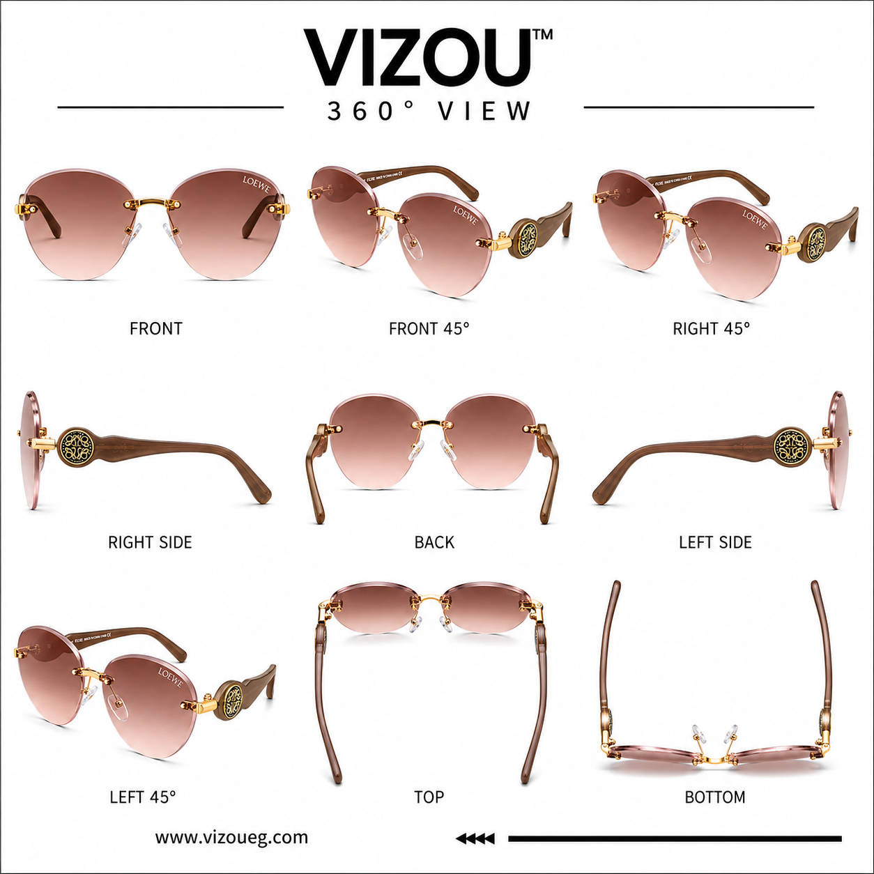 Luxury Rimless Butterfly Sunglasses – Blush Rose Gold Edition VZ-277