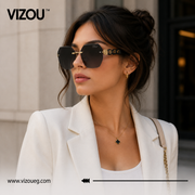 Luxury Rimless Geometric Sunglasses – Black Gold Edition VZ-181