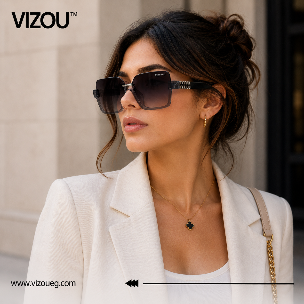 Luxury Oversized Square Sunglasses – Transparent Smoke Black Silver Edition VZ-176 Secondary image