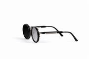 The Steampunk Round Sunglasses – Silver Black Edition VZ-044