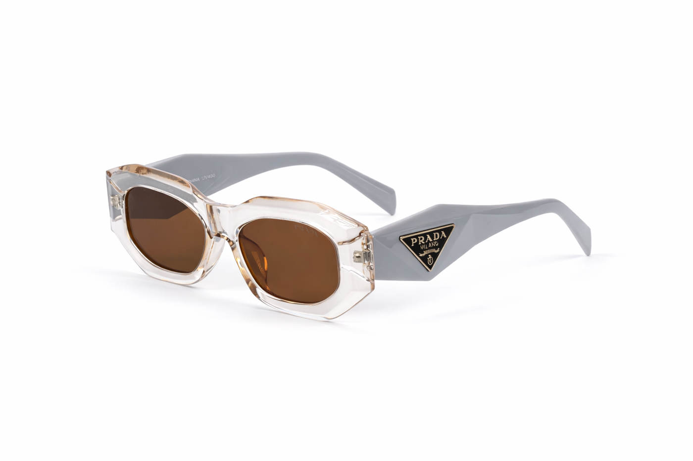 The Contemporary Geometric Sunglasses – Crystal &amp; Grey Edition VZ-046
