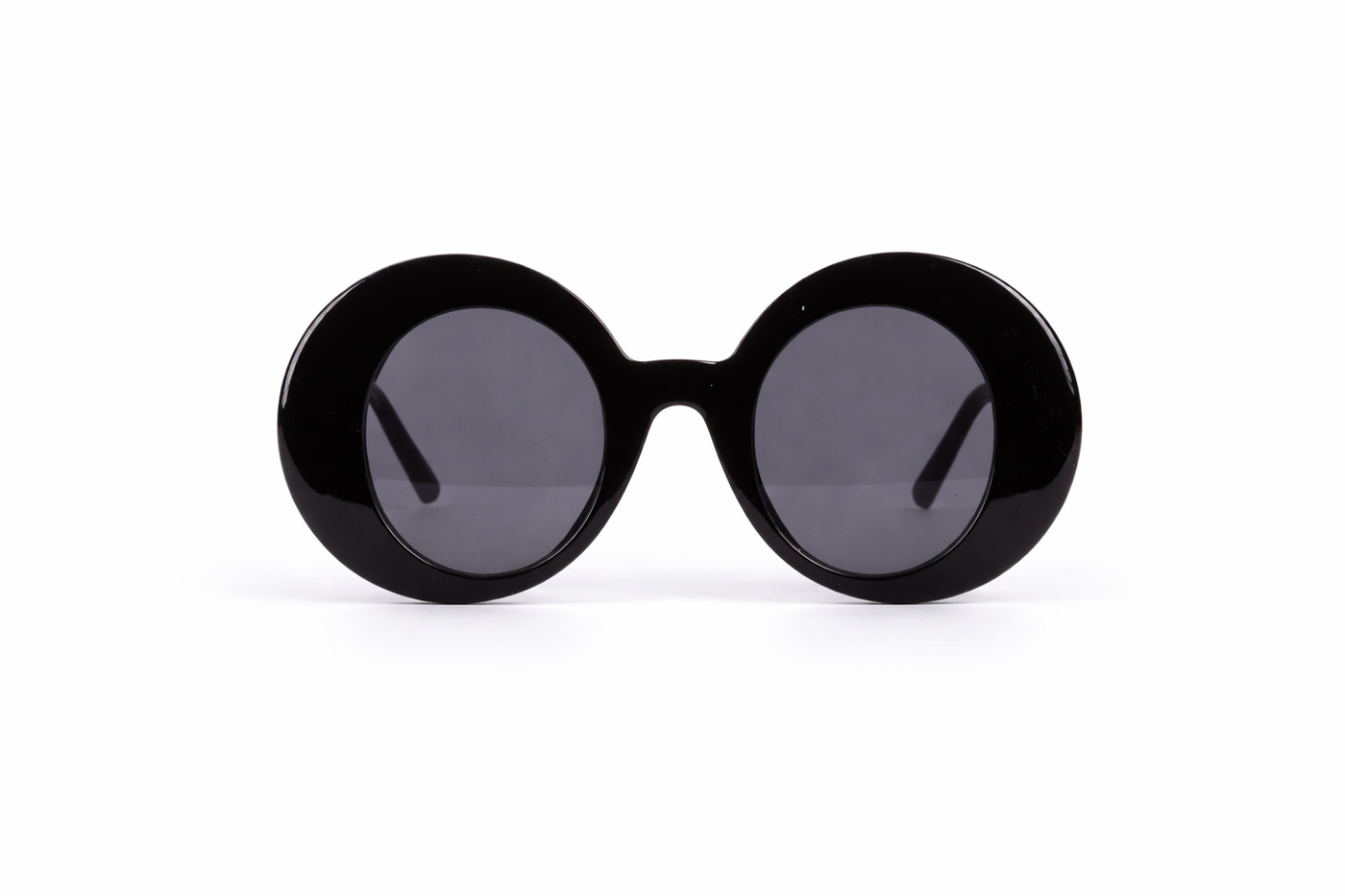 The Oversized Round Statement Sunglasses – Glossy Black Edition VZ-054