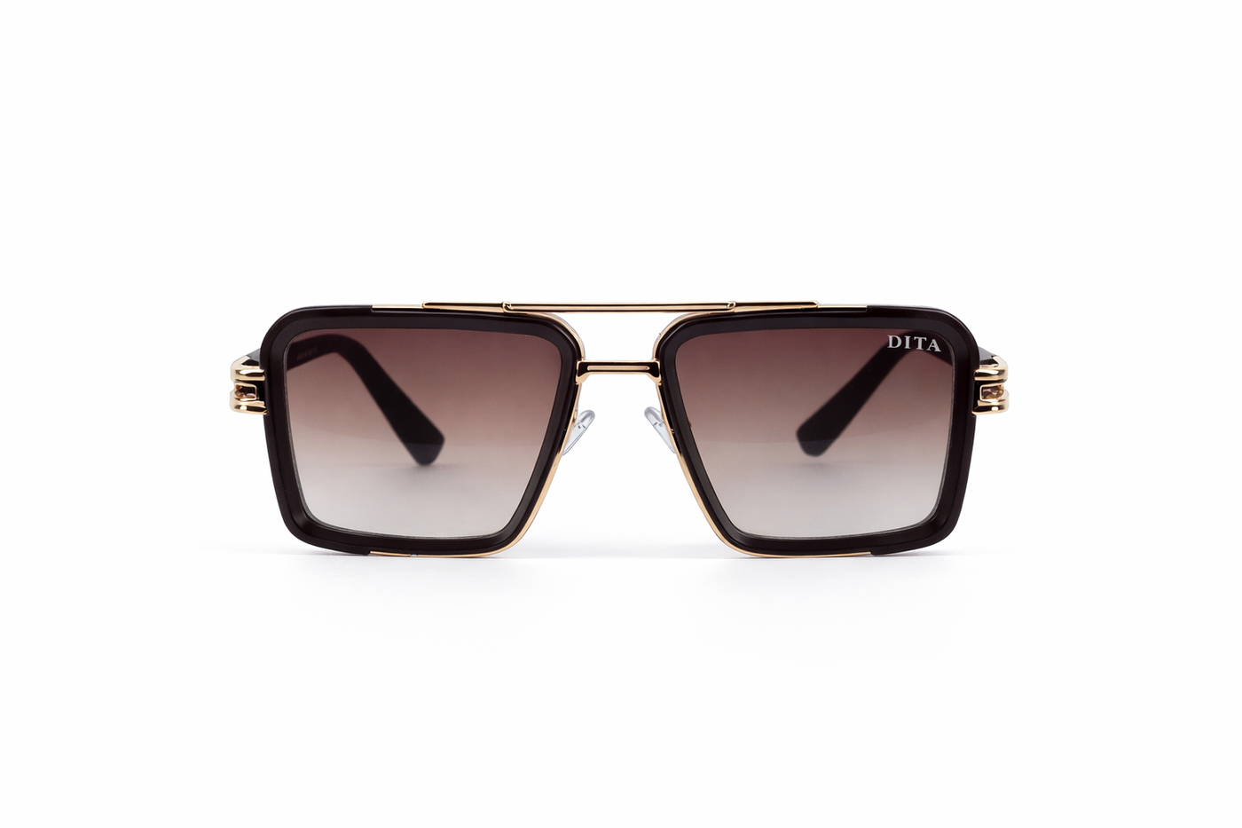 The Luxury Double-Bridge Square Sunglasses – Gold &amp; Brown Edition VZ-059