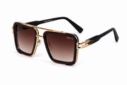 The Luxury Double-Bridge Square Sunglasses – Gold &amp; Brown Edition VZ-059