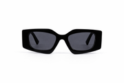 The Bold Angular Statement Sunglasses – Glossy Black &amp; Gold Edition VZ-060