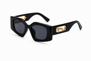 The Bold Angular Statement Sunglasses – Glossy Black &amp; Gold Edition VZ-060