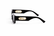 The Bold Angular Statement Sunglasses – Glossy Black &amp; Gold Edition VZ-060