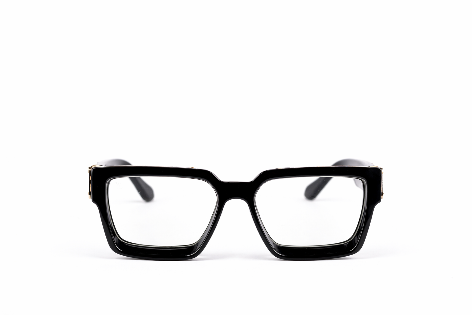 Luxury Square Frame Eyeglasses – Glossy Black Gold Edition VZ-002 Secondary image