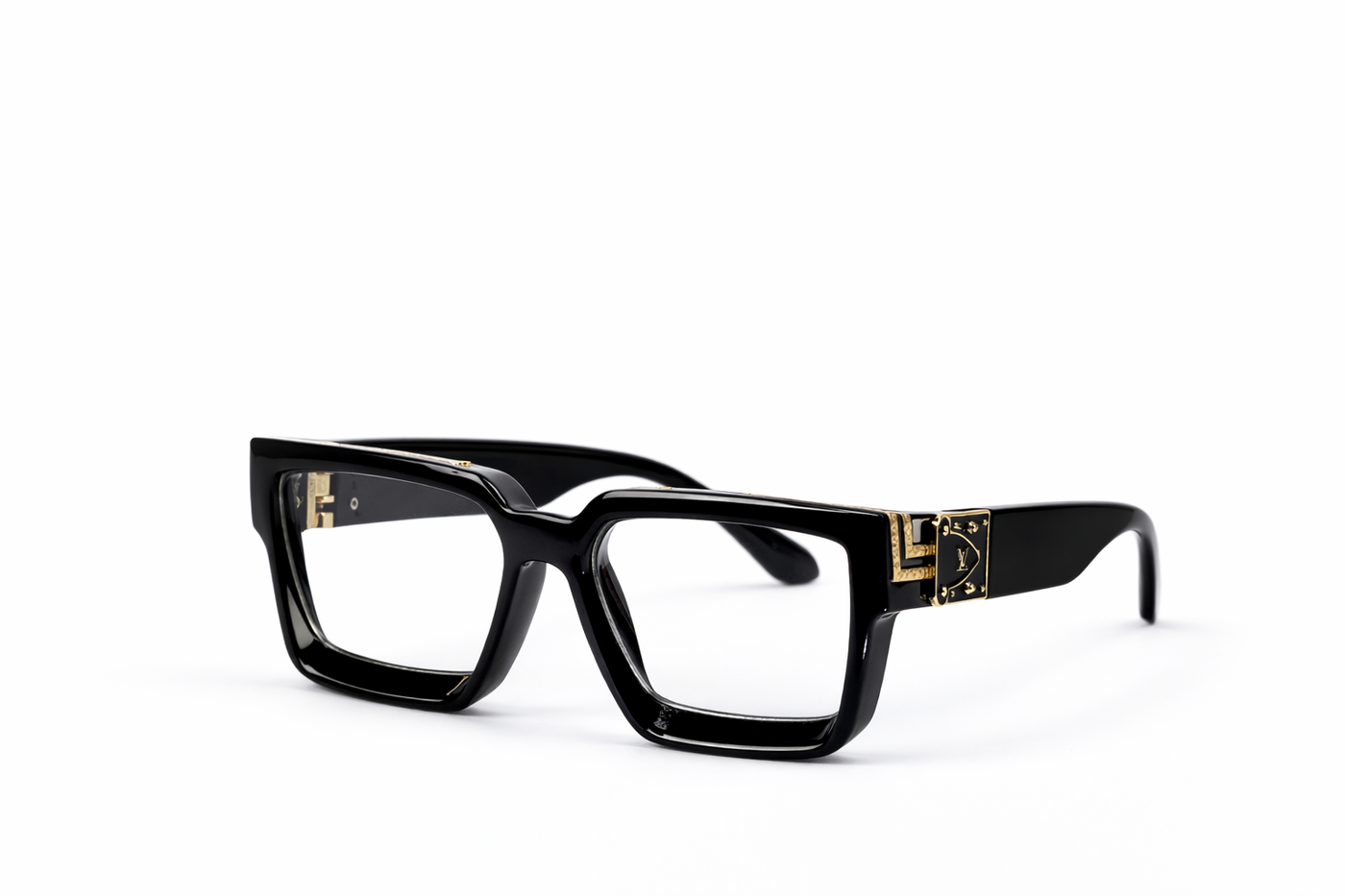Luxury Square Frame Eyeglasses – Glossy Black Gold Edition VZ-002