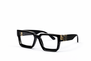 Luxury Square Frame Eyeglasses – Glossy Black Gold Edition VZ-002