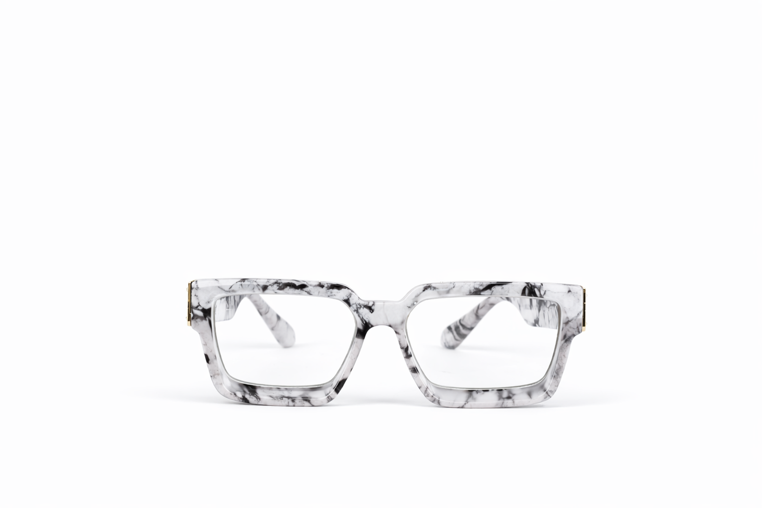 The Luxury Marble Square Frame Eyeglasses – White Black Gold Edition VZ-003 Secondary image