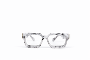 The Luxury Marble Square Frame Eyeglasses – White Black Gold Edition VZ-003