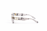 The Luxury Marble Square Frame Eyeglasses – White Black Gold Edition VZ-003