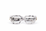 The Luxury Marble Square Frame Eyeglasses – White Black Gold Edition VZ-003