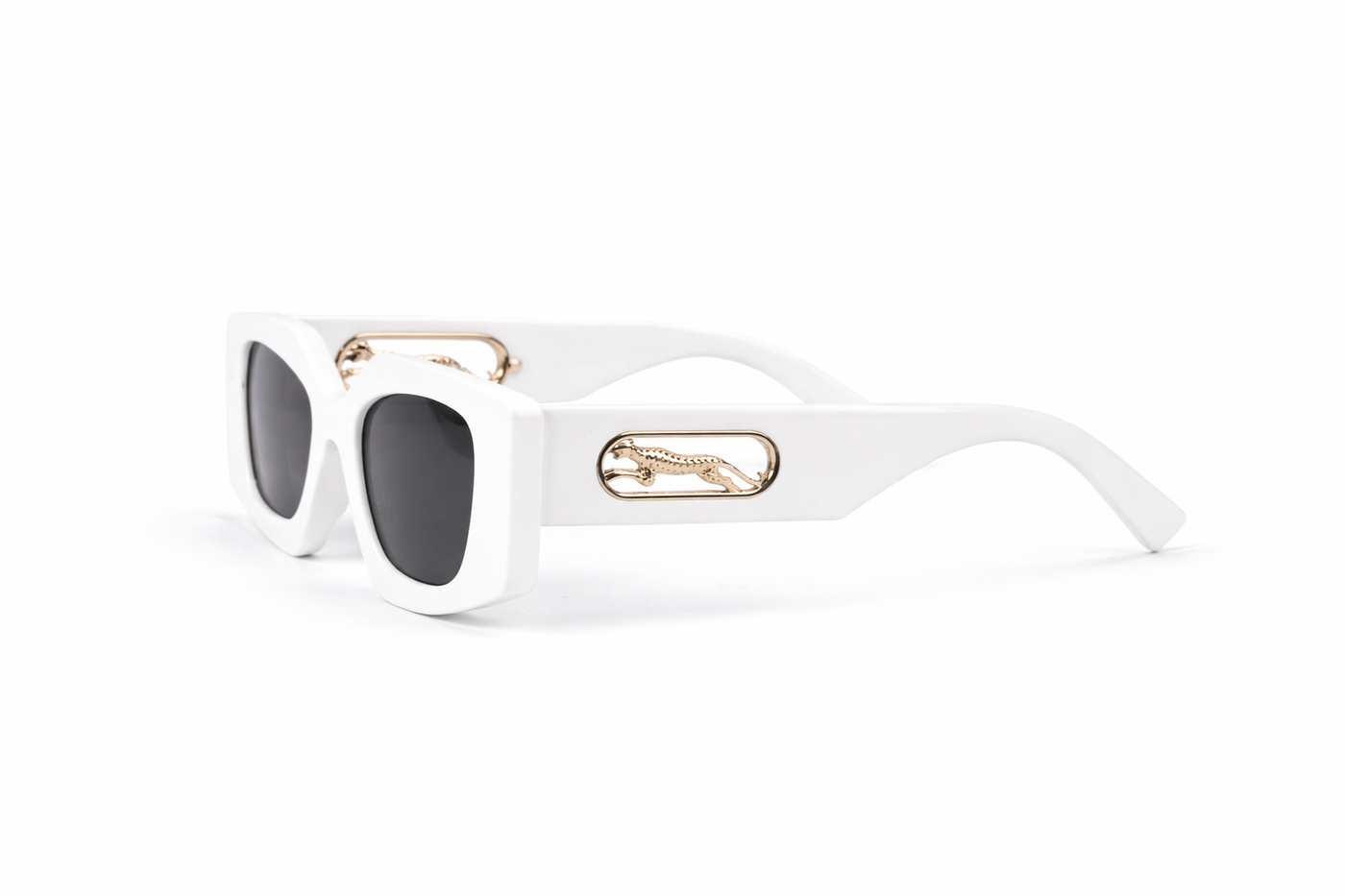 The Bold Sculpted Square Sunglasses – White Gold Edition VZ-023