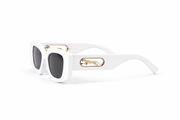 The Bold Sculpted Square Sunglasses – White Gold Edition VZ-023