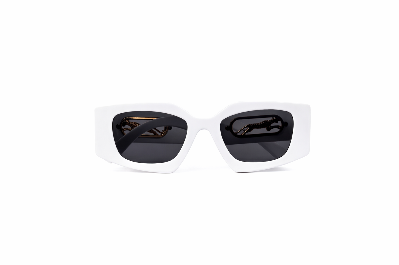 The Bold Sculpted Square Sunglasses – White Gold Edition VZ-023