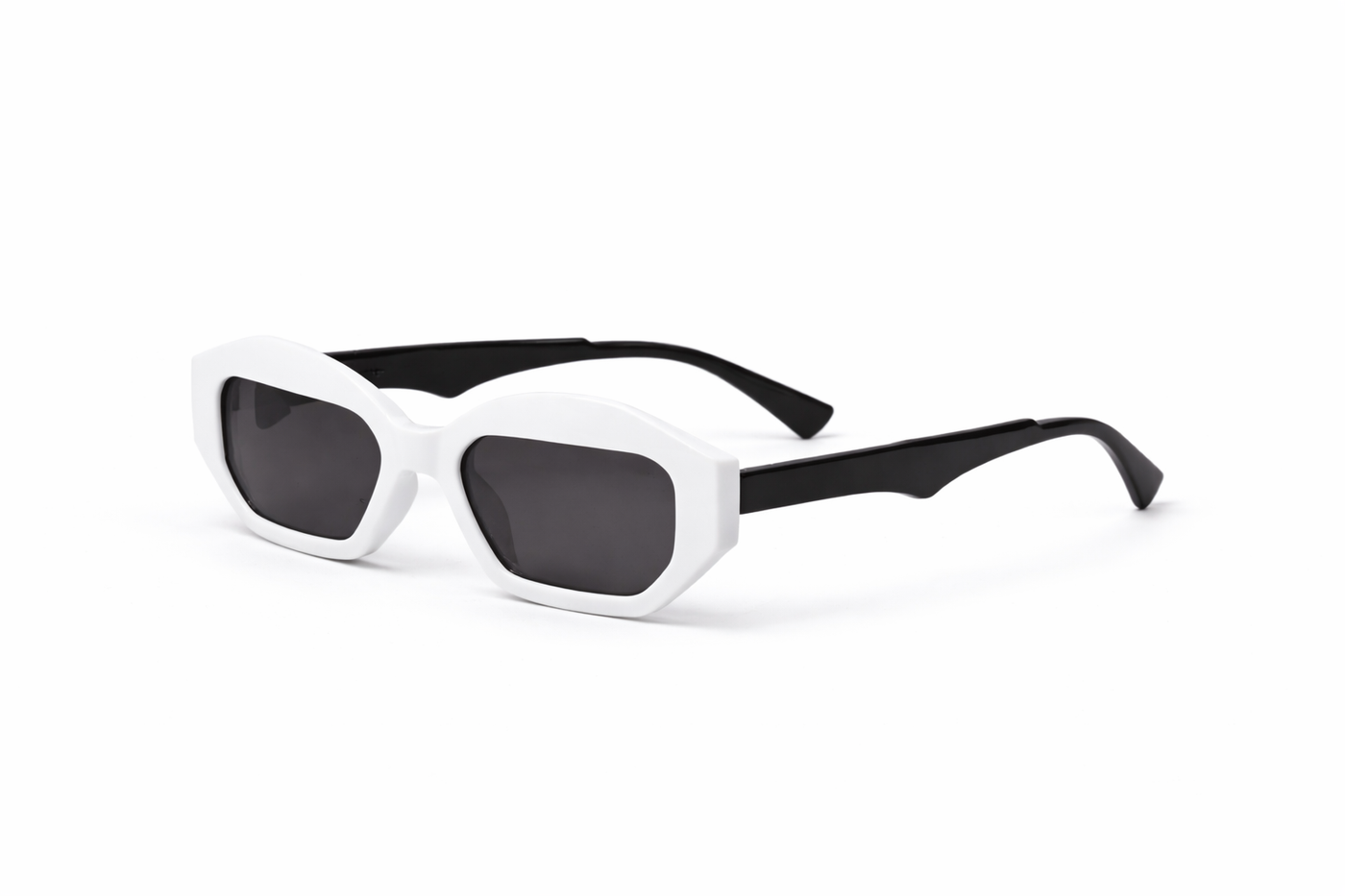 The Modern Angular Slim Sunglasses – White Black Edition VZ-024